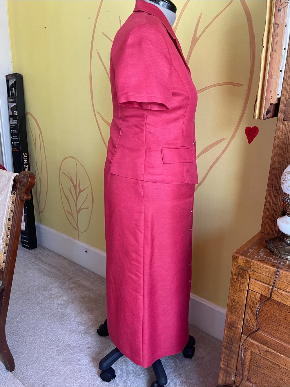 EMMA JAMES A Liz Claiborne company 
Pink Button-Front Maxi Skirt and top